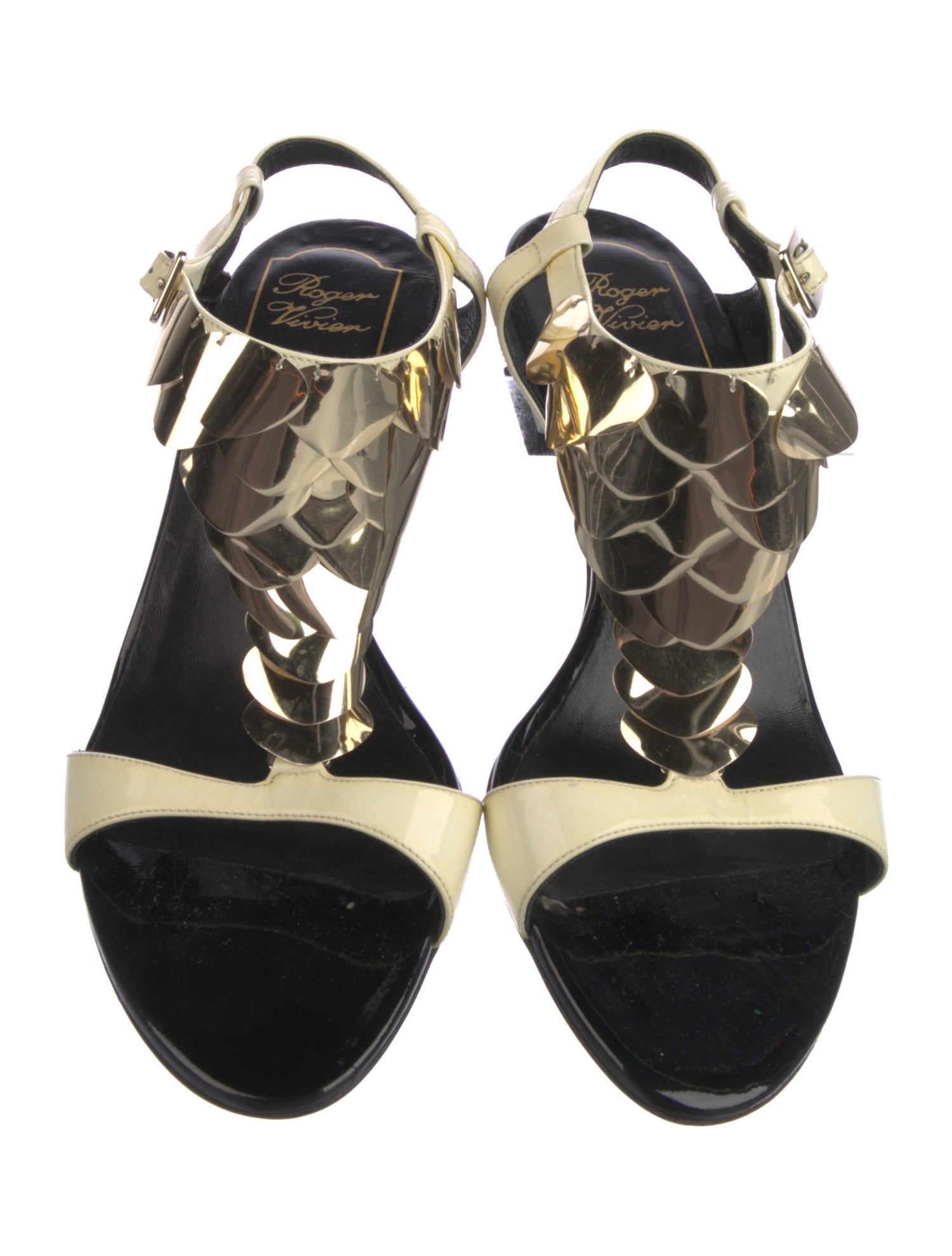 Roger Vivier Patent Leather T-Strap Sandals